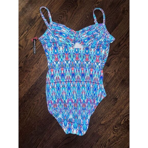 NWT Jantzen Women's Multicolor Ruched One-Piece Swimsuit Size‎ 18 - Picture 4 of 6